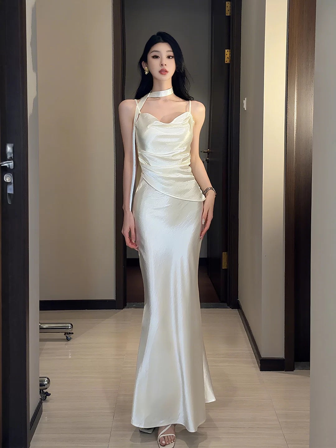 Soft Drape Slip Midi Dress