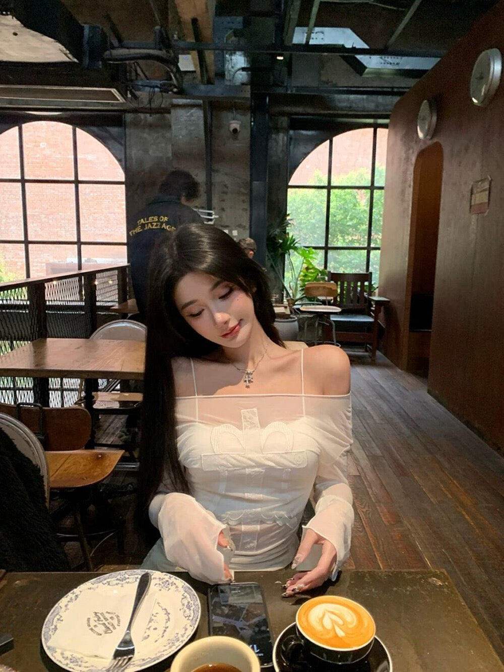 Sheer Off-Shoulder Mesh Top