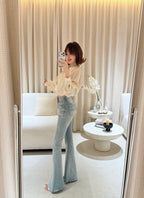 Soft Vintage Wash Flare Denim - back view