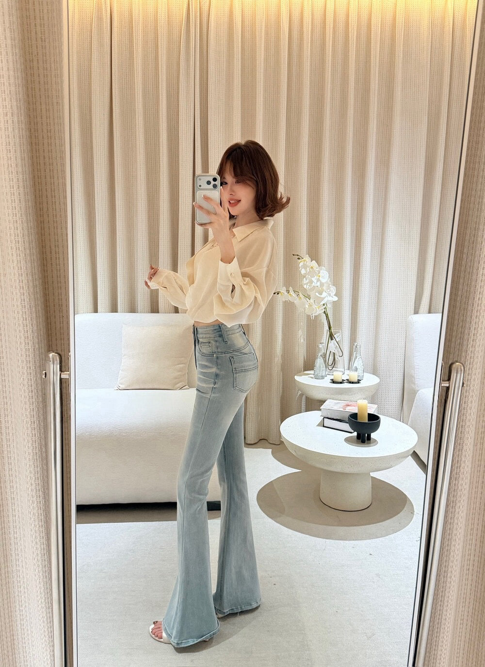 Soft Vintage Wash Flare Denim