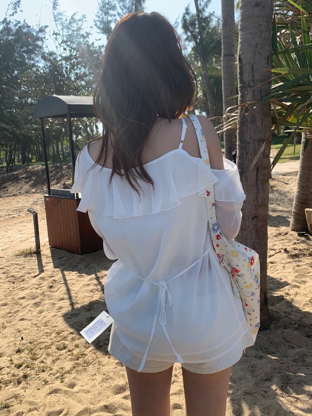 Ruffle Chiffon Off-Shoulder Blouse