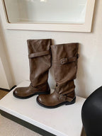 Rodeo Slouch Buckle Boots - close-up