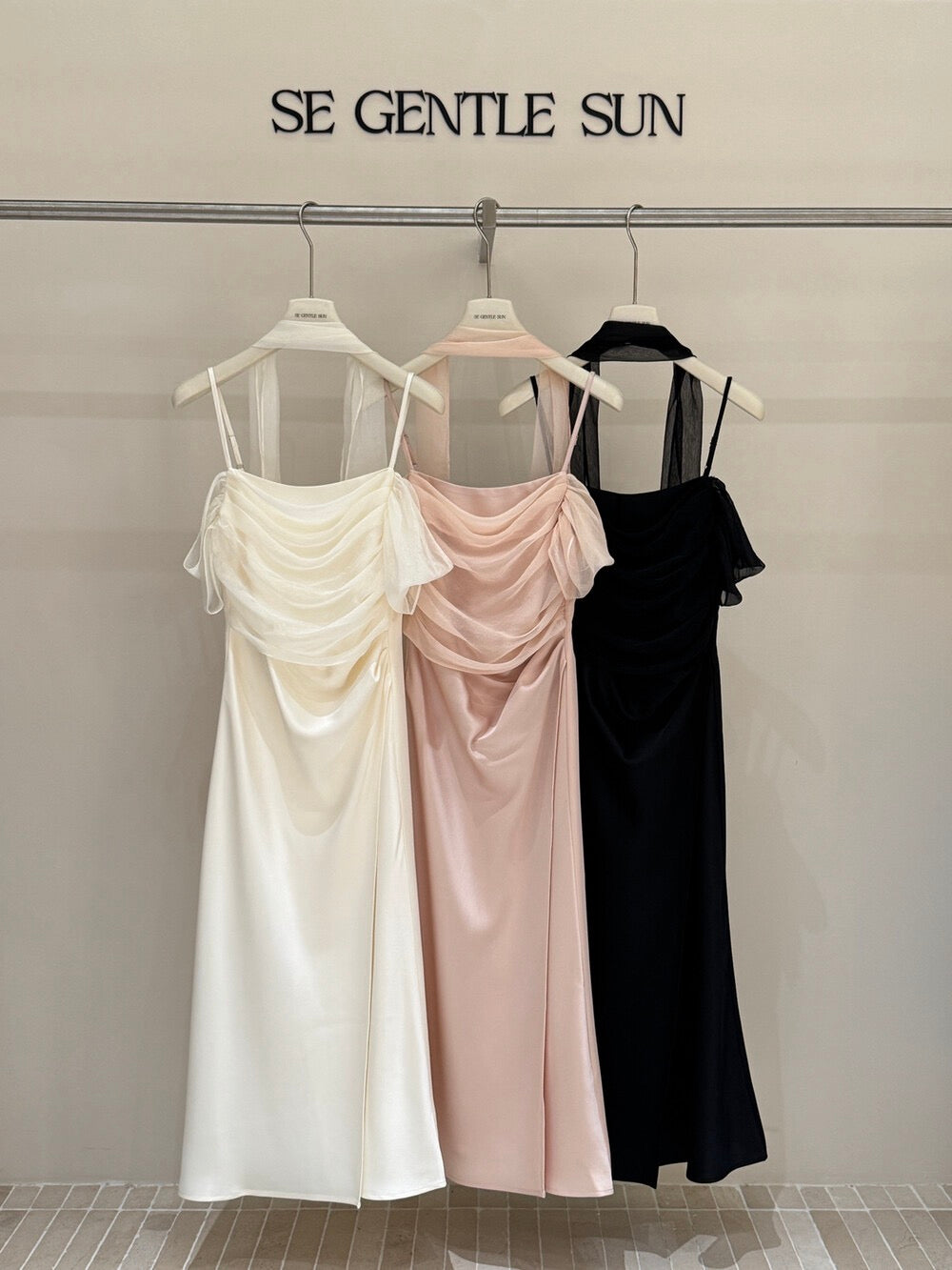 月落星河/Moonfall Blush Satin Mesh Dress