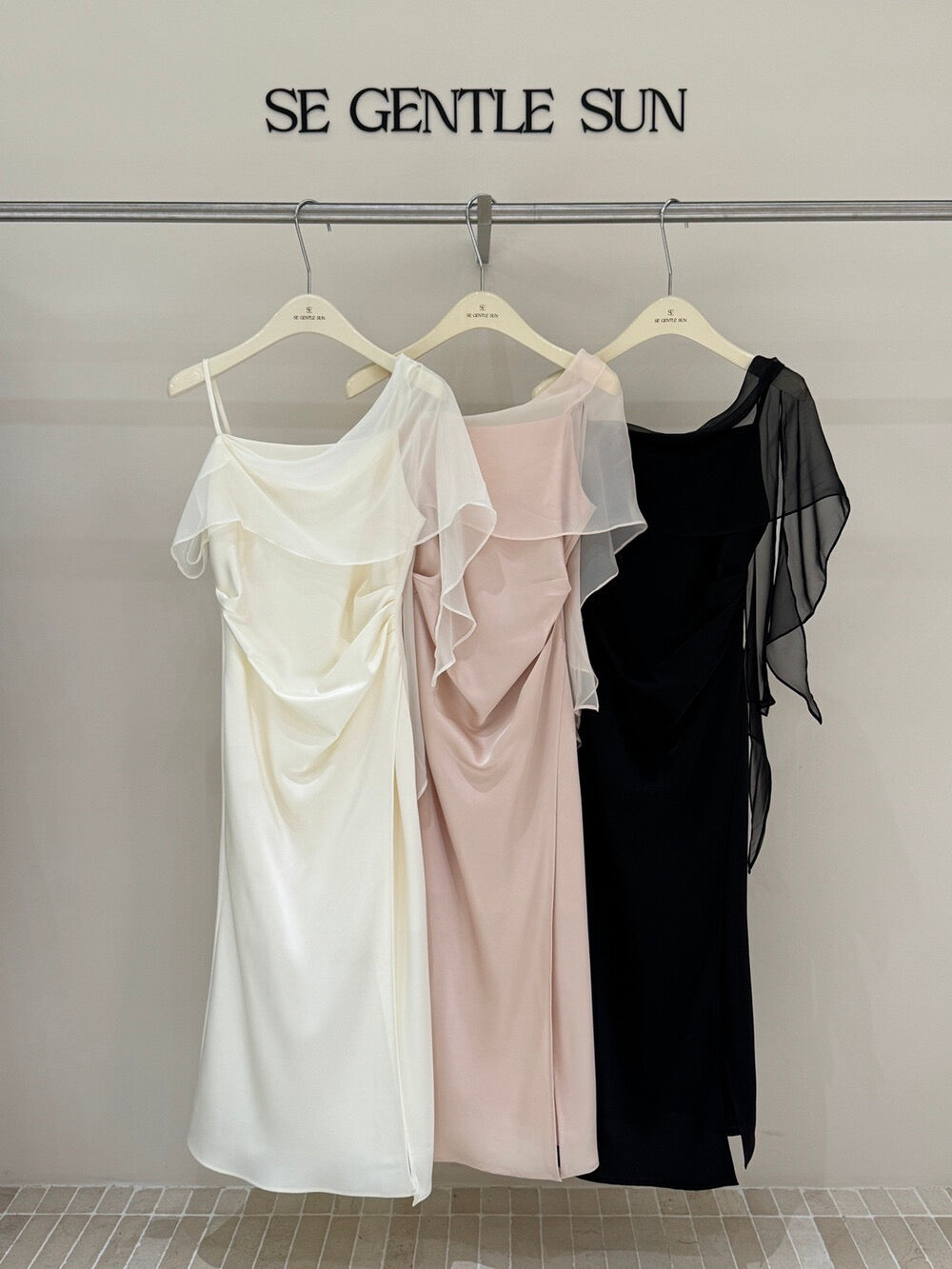 Soft Asymmetric Ruffle Midi Dress