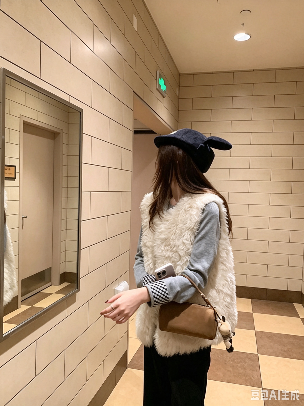 Vanilla Cloud Faux Fur Vest - front view