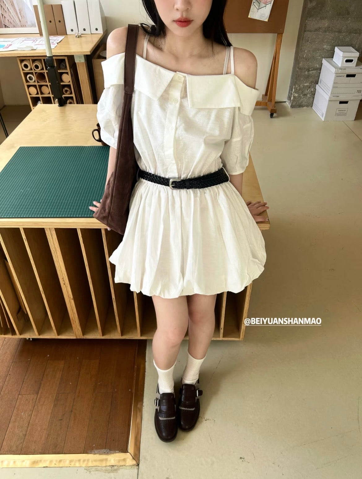 Soft Off-Shoulder Puff Mini Dress