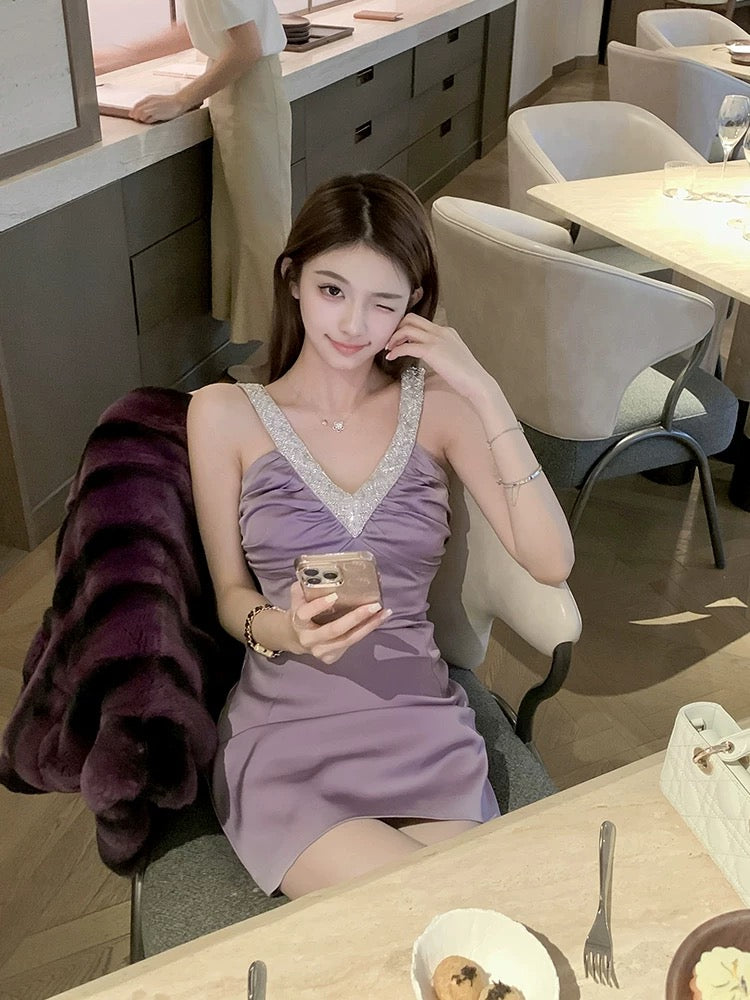 Lavender Crystal Mini Dress