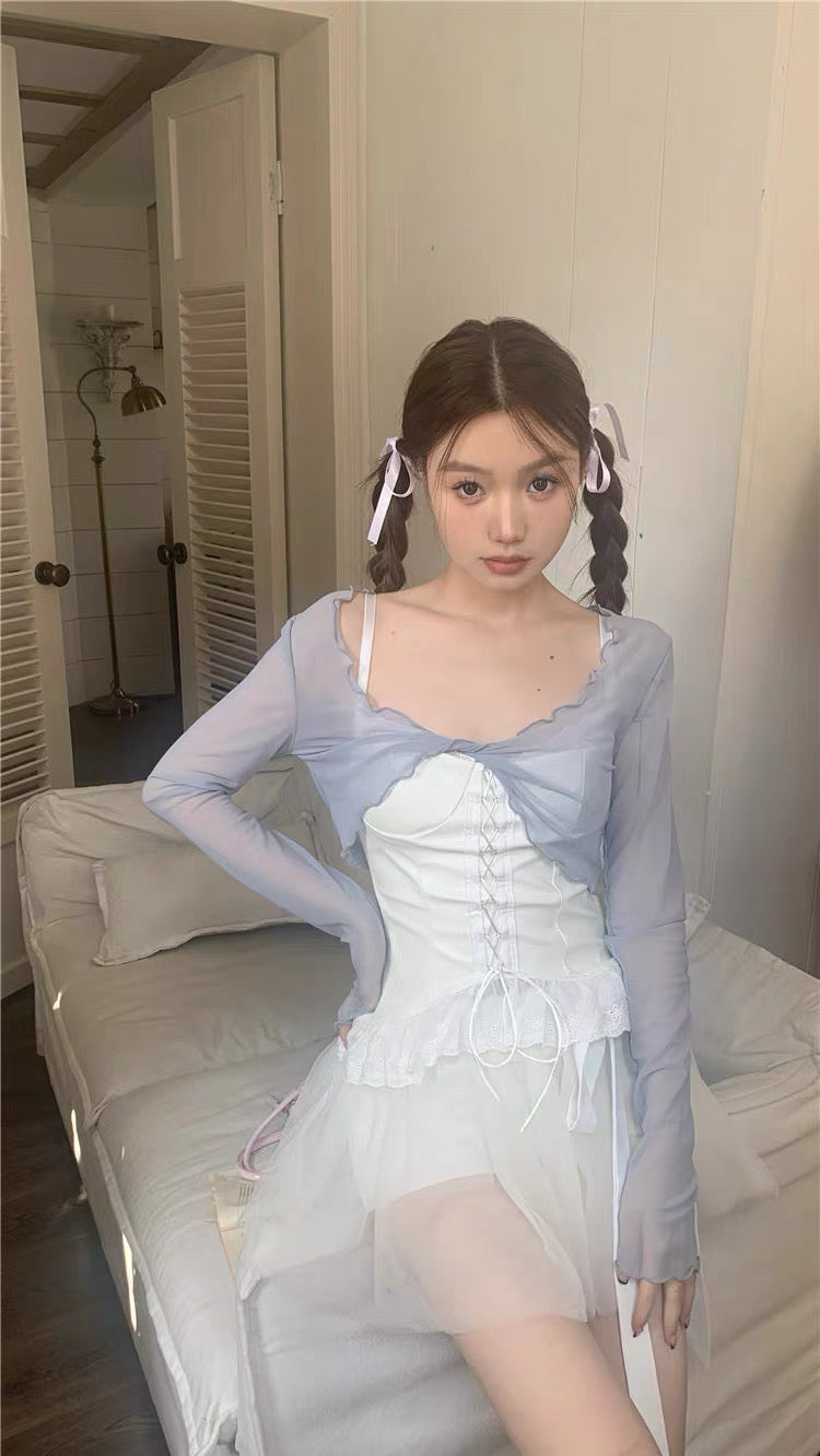 Cloud Sheer Tie-Front Shrug