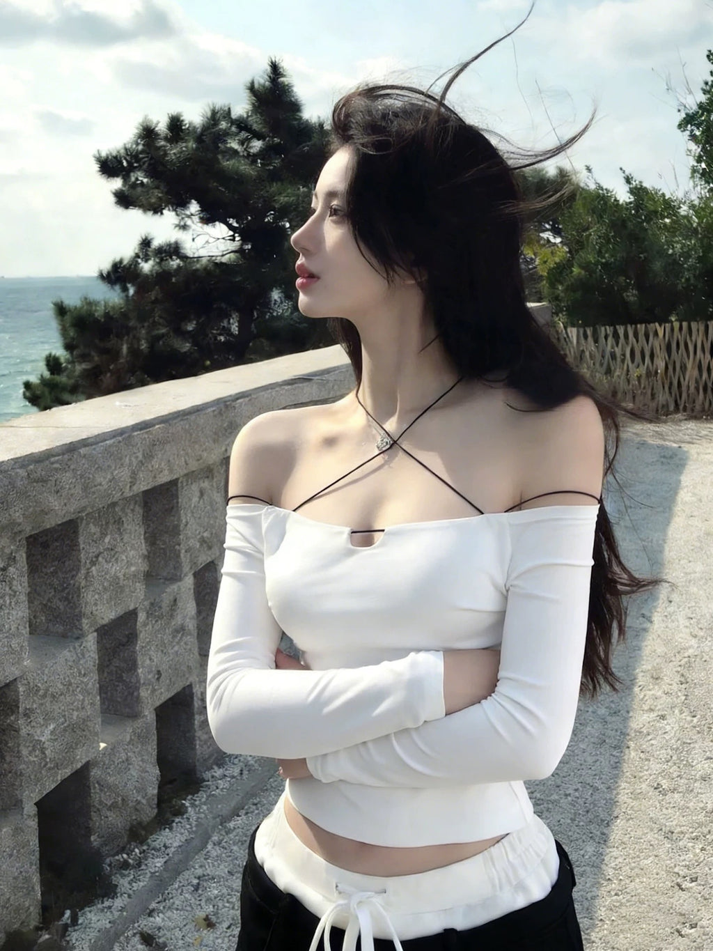 Cross Strap Off-Shoulder Top
