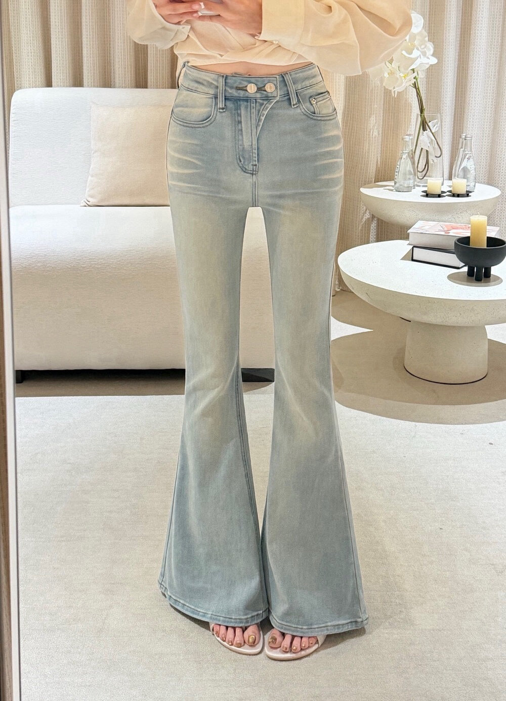 Soft Vintage Wash Flare Denim