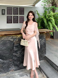 Soft Asymmetric Ruffle Midi Dress