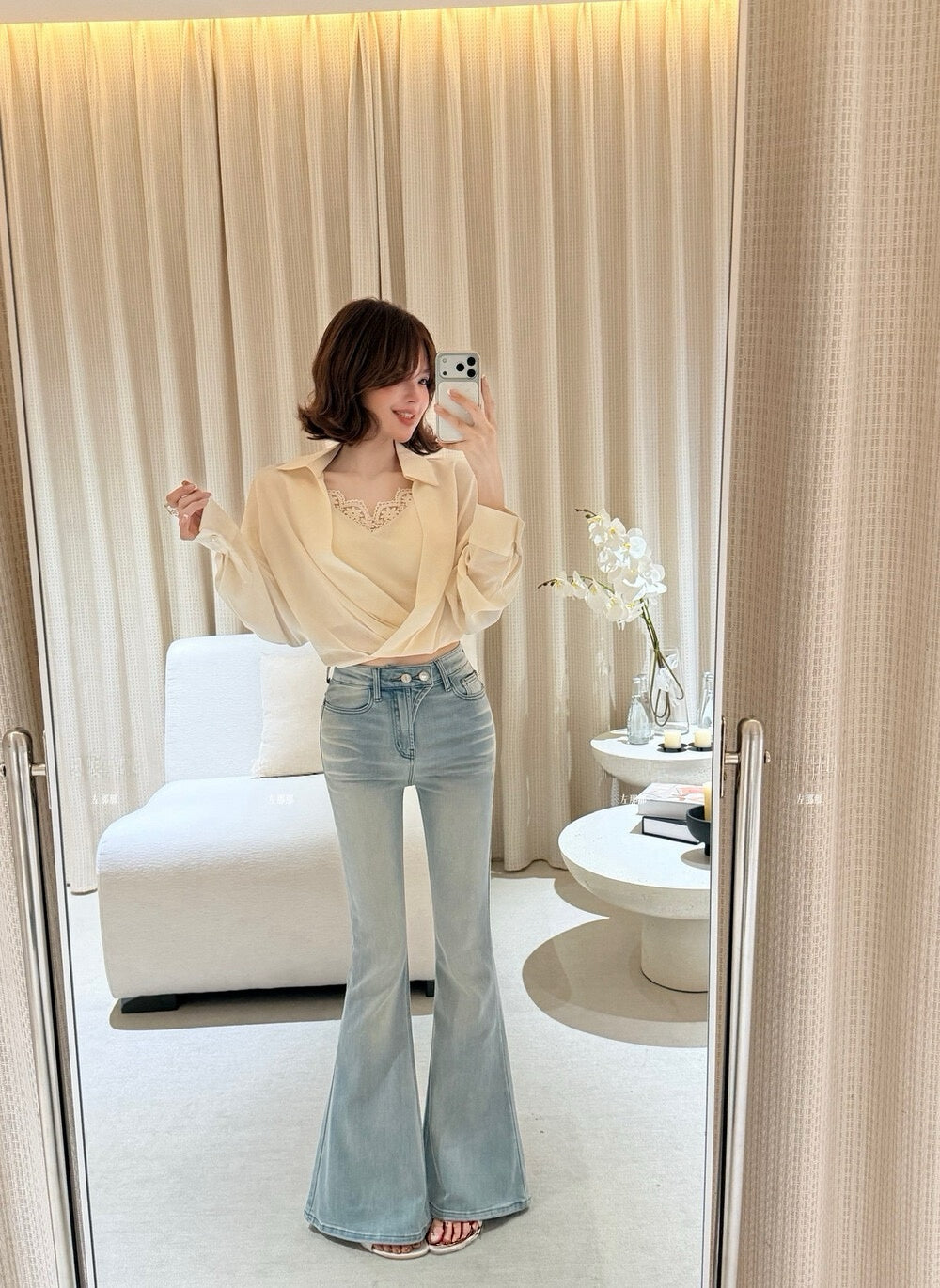 Soft Vintage Wash Flare Denim
