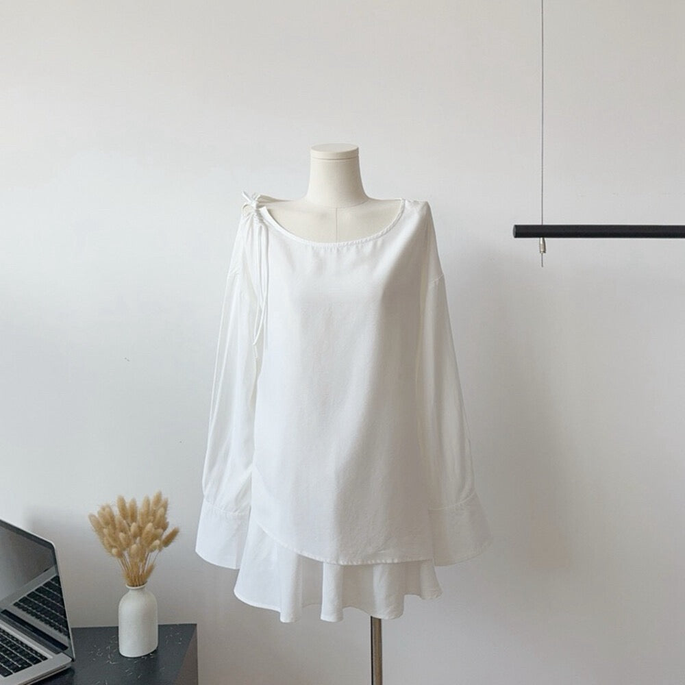 Effortless Drape Off-Shoulder Knit Top