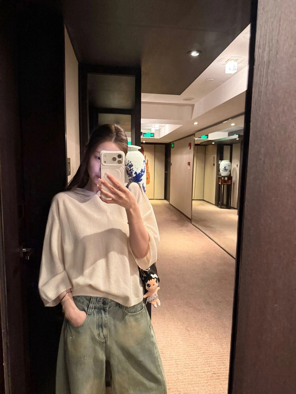 Cloud Wool Relaxed Knit Top - back view