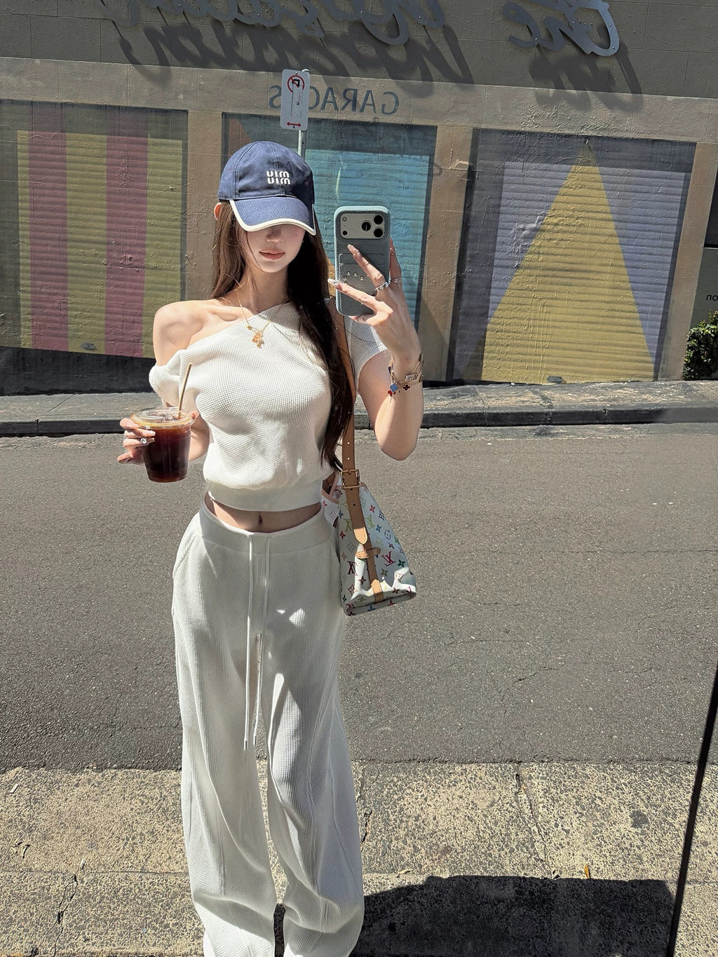 Soft Waffle Knit Off-Shoulder Top