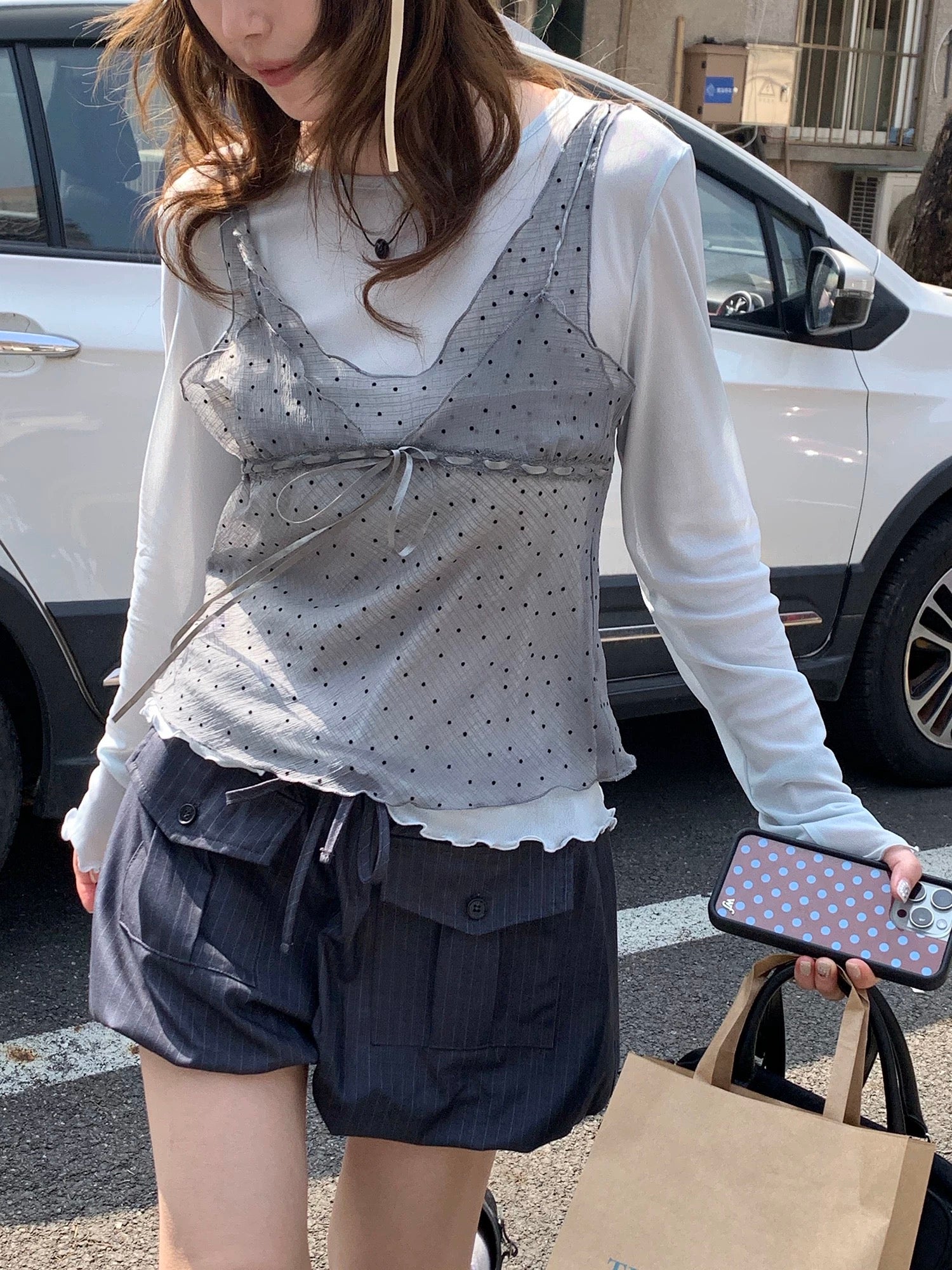 Cloud Dots Tie Cami Top (buy 2 get 1 free)