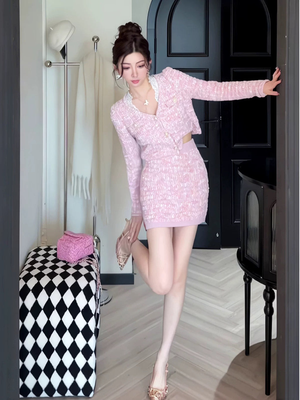 Pink Macaron Knit Set