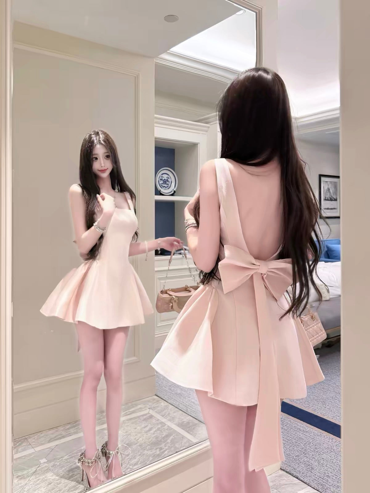 香缇贵女/Blossom Bow Back Mini Dress