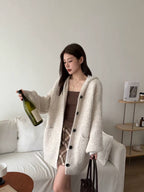 Cozy Hour Hooded Knit Cardigan - detail view