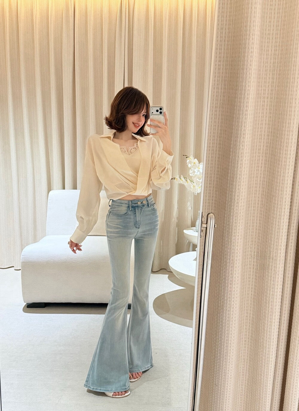 Soft Vintage Wash Flare Denim
