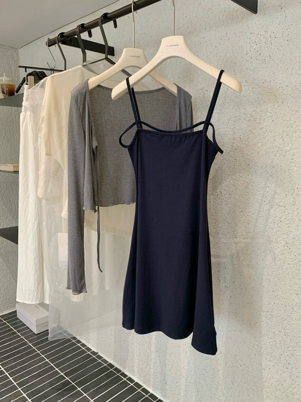 Midnight Blue Ribbon Strap Mini Dress