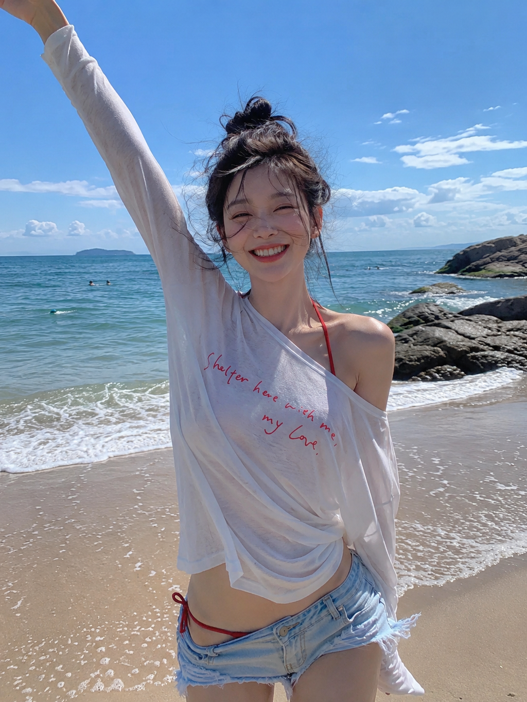 Shelter Letter Sheer Long Sleeve Top