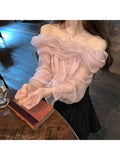 Rosy Cloud Off-Shoulder Blouse