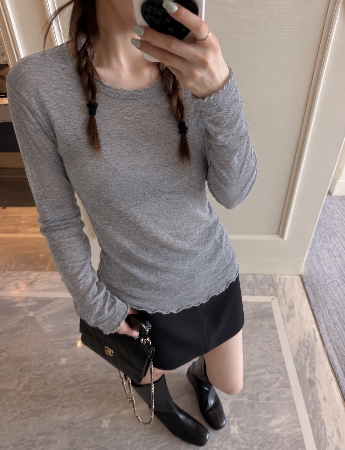 Mila Sheer Long Sleeve Layering Top - front view