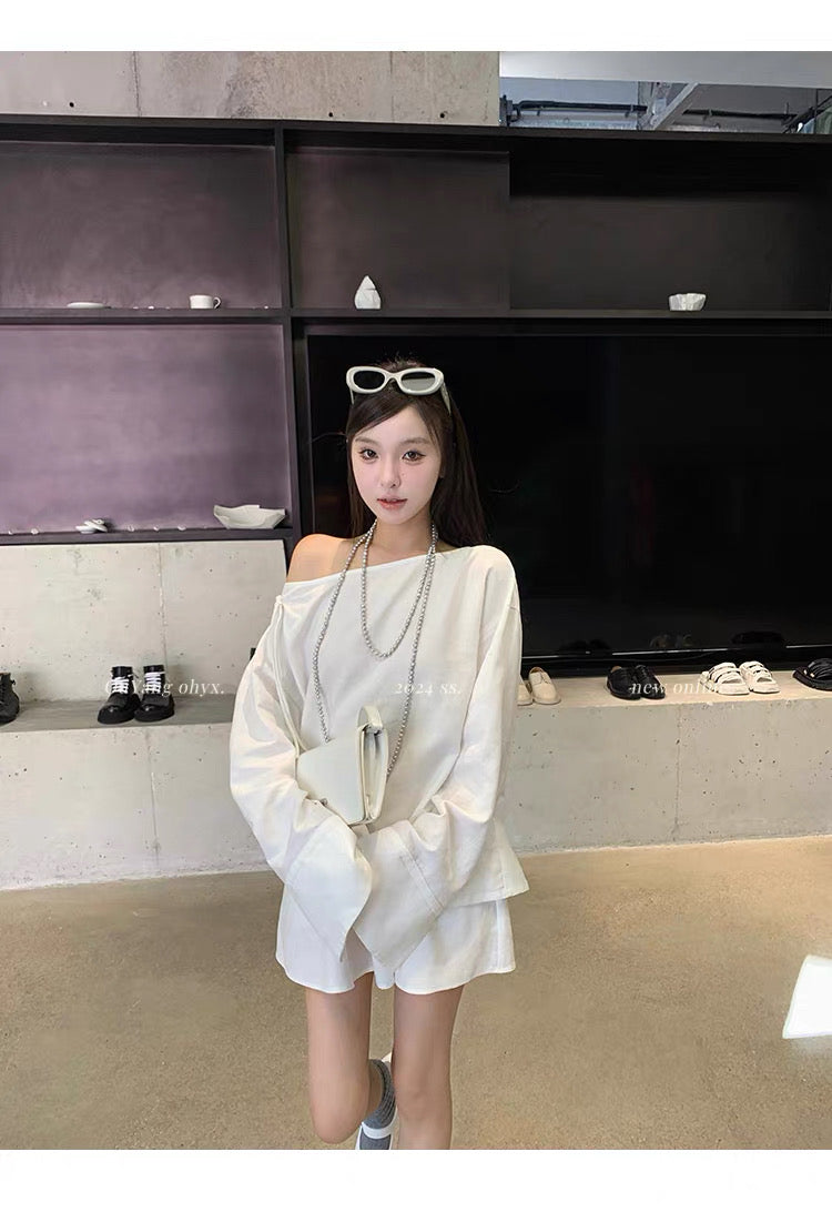 Effortless Drape Off-Shoulder Knit Top