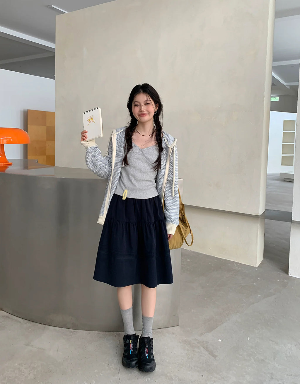Daydream Contrast Knit Hoodie - styled view