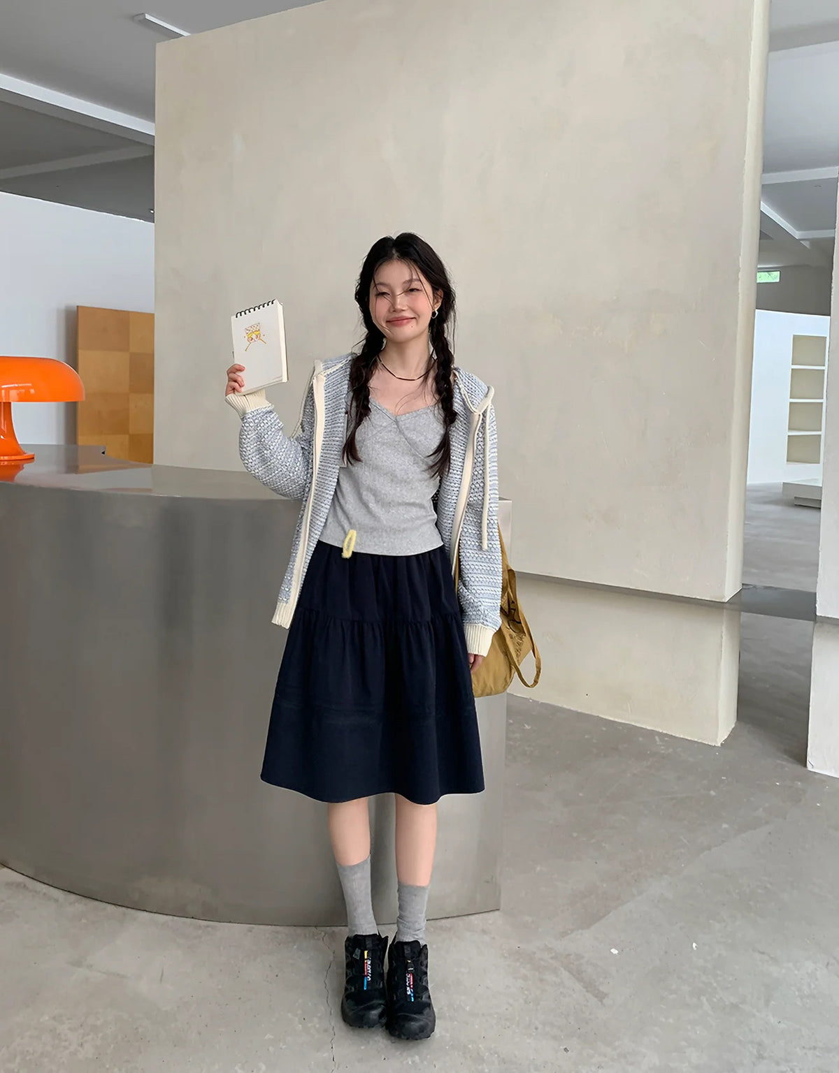 Daydream Contrast Knit Hoodie - styled view