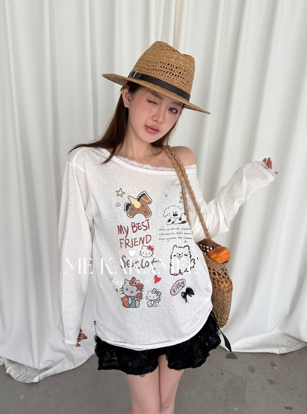 Soft Off-Shoulder Graphic Tee