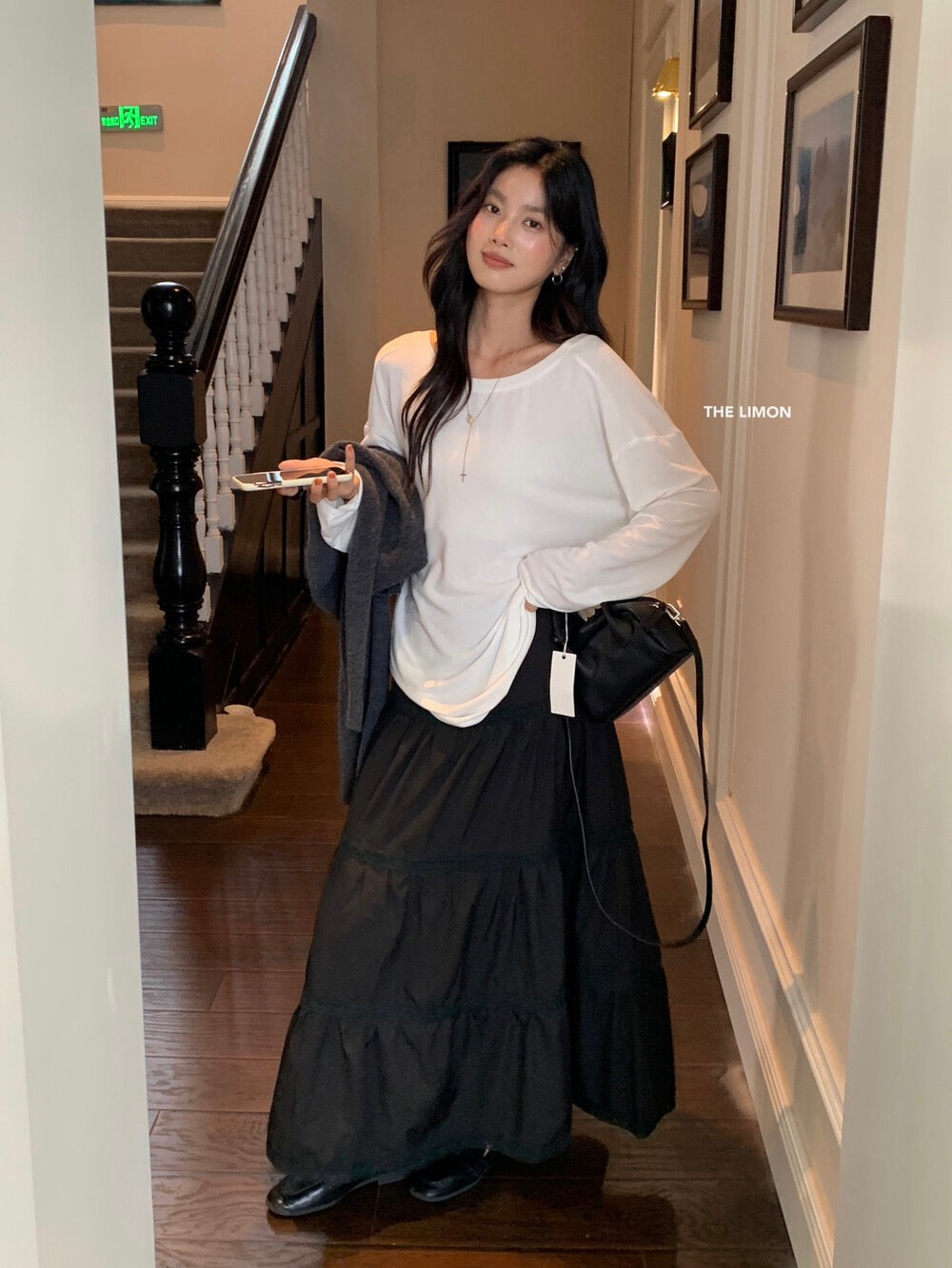 Soft Academia Tiered Maxi Skirt