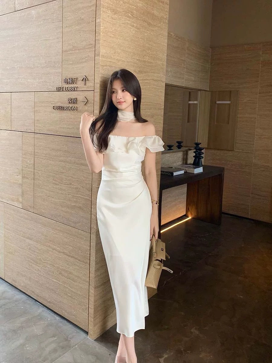 Aura Satin Scarf Maxi Dress