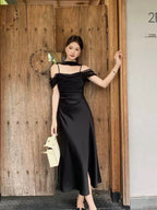 Moonfall Blush Satin Mesh Dress - styled view