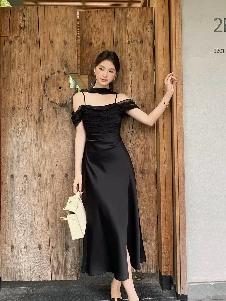 月落星河/Moonfall Blush Satin Mesh Dress