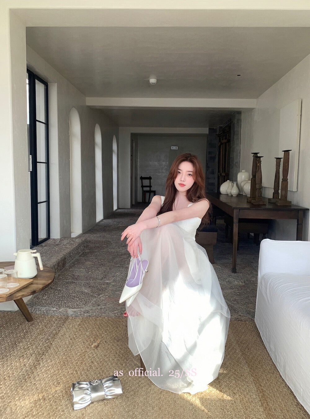清冷艺术系/Aurélie Sheer Layer Midi Dress