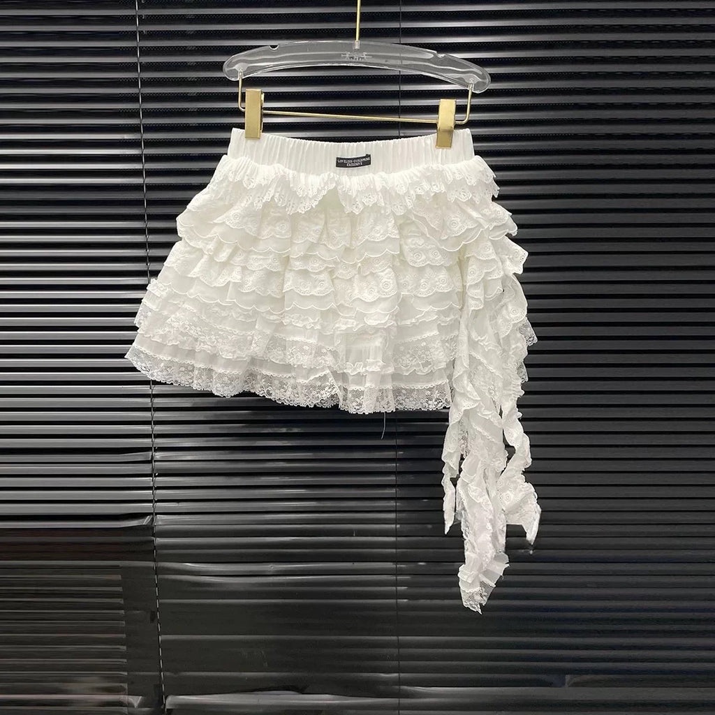 Lace Ruffle Layer Mini Skirt