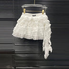 Lace Ruffle Layer Mini Skirt - styled view