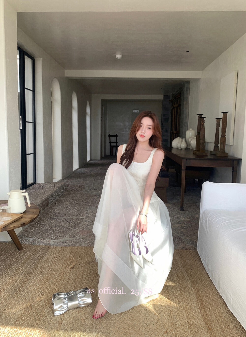 清冷艺术系/Aurélie Sheer Layer Midi Dress