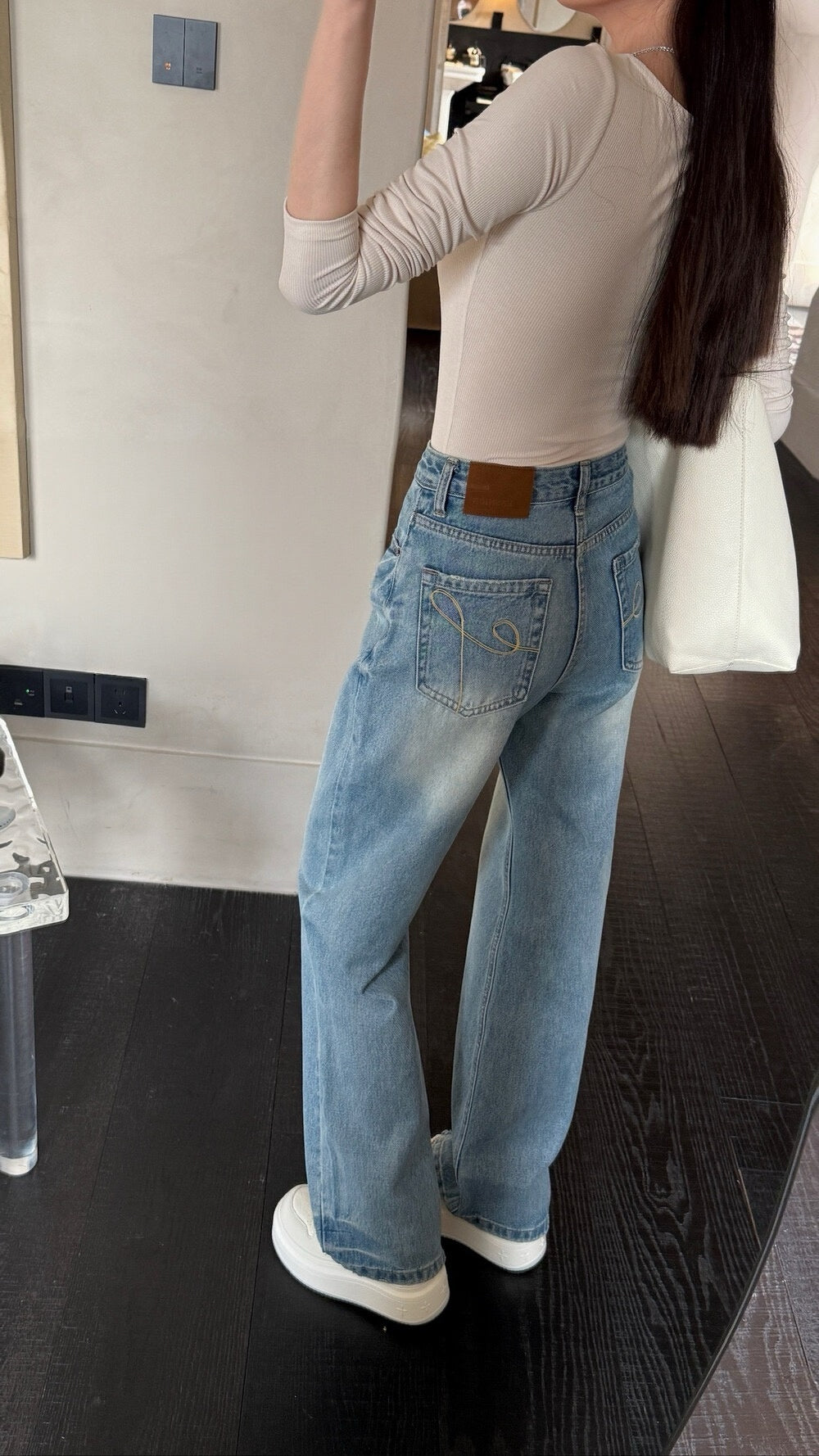 Soft Vintage Wash Wide-Leg Denim