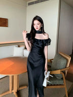 Aura Satin Scarf Maxi Dress