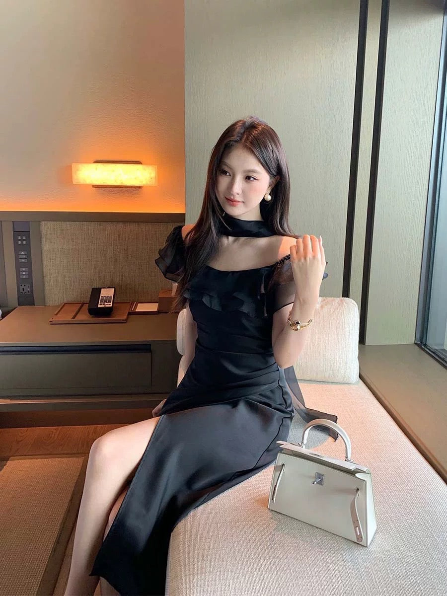 Aura Satin Scarf Maxi Dress