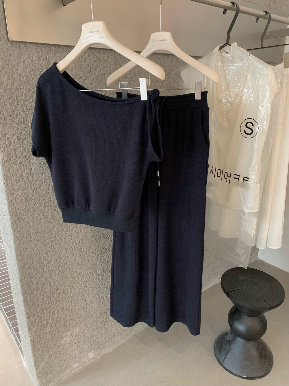 Soft Waffle Knit Off-Shoulder Top