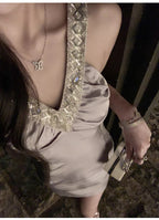 Lavender Crystal Mini Dress - close-up