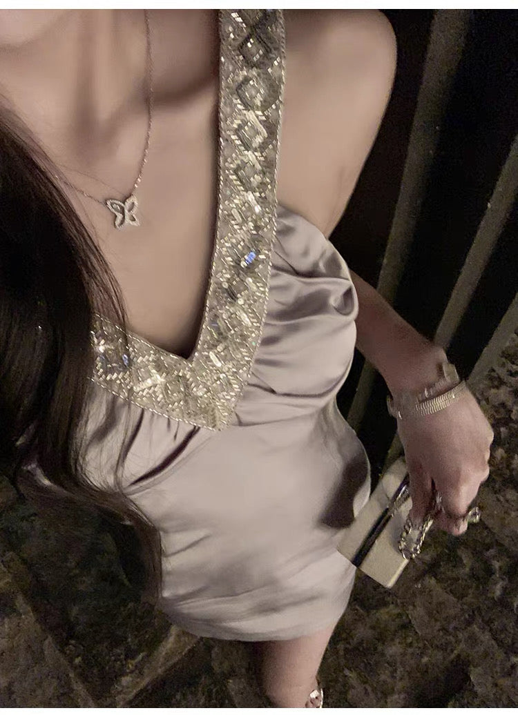 Lavender Crystal Mini Dress