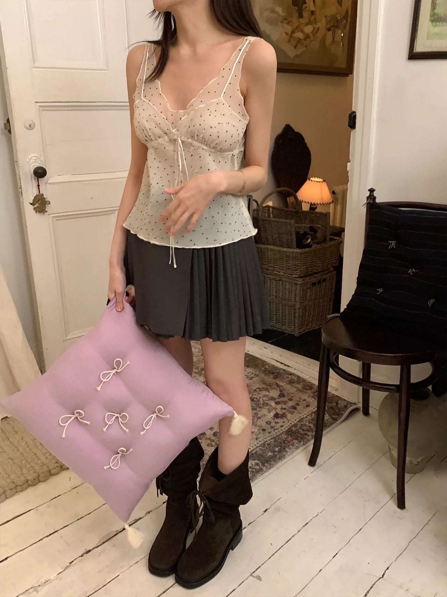 Cloud Dots Tie Cami Top (buy 2 get 1 free)