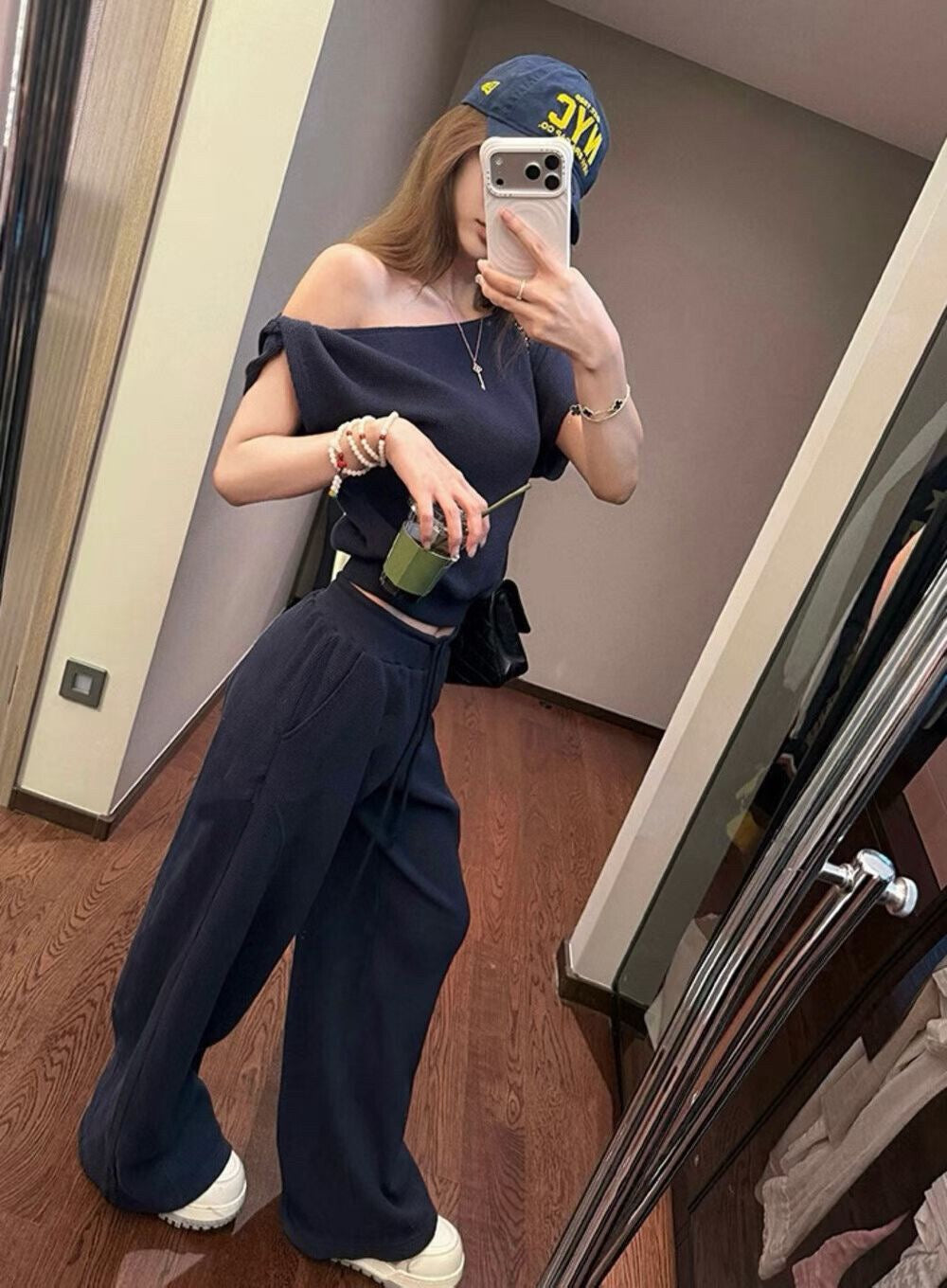 Soft Waffle Knit Off-Shoulder Top
