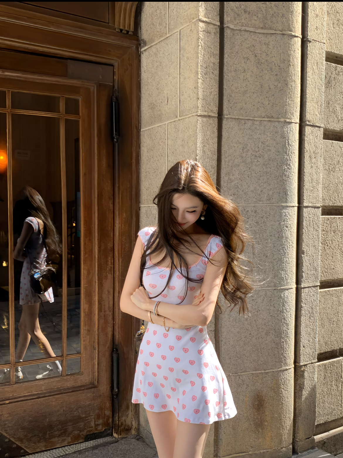 Sweatheart Print Mini Dress