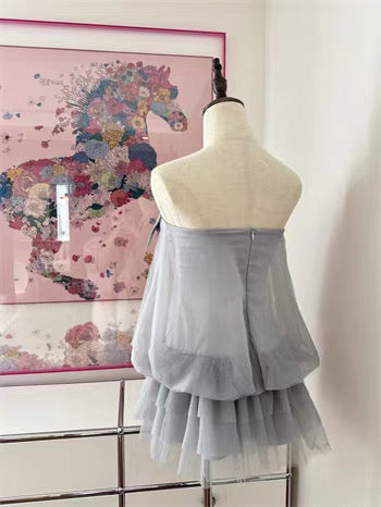 Sea Salt Strapless Bow Bubble Top